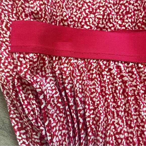 Vince Camuto Pleated Midi Skirt Womens Small Pink White Elastic Waist Lined Soft - Picture 7 of 10